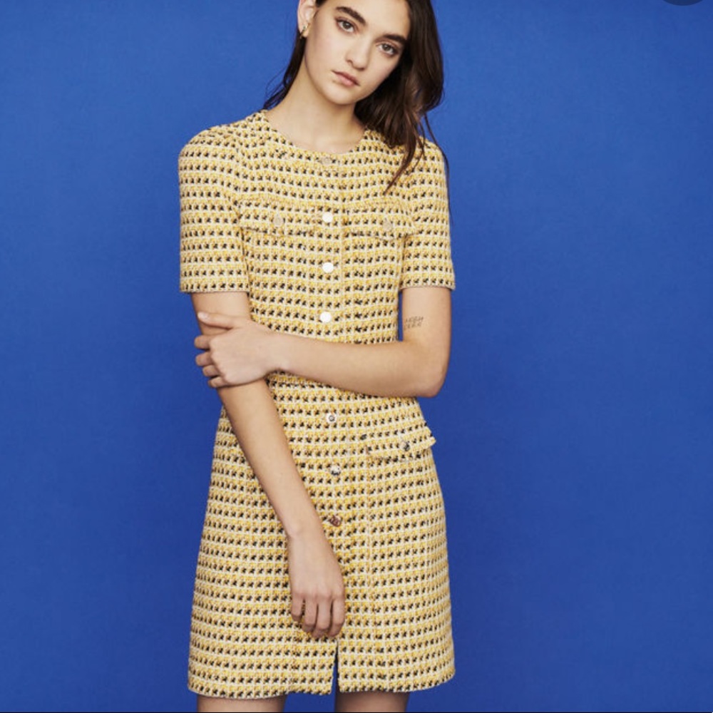 Maje Rill tweed shirt dress S
